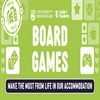 Green banner which says "Board Games", with Icons related to Board Games