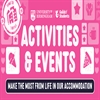 Pink banner which says "Activities &amp; Events", with Icons related to food.