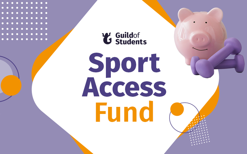 an blue graphic with a piggy bank that says Sport Access Fund