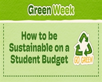 Graphic which reads 'How to be Sustainable on a Student Budget'