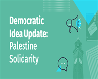 Graphic that says 'Democratic Idea Update: Palestine Solidarity'