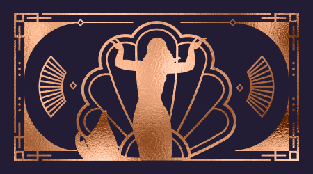 a blue background with a gold mermaid